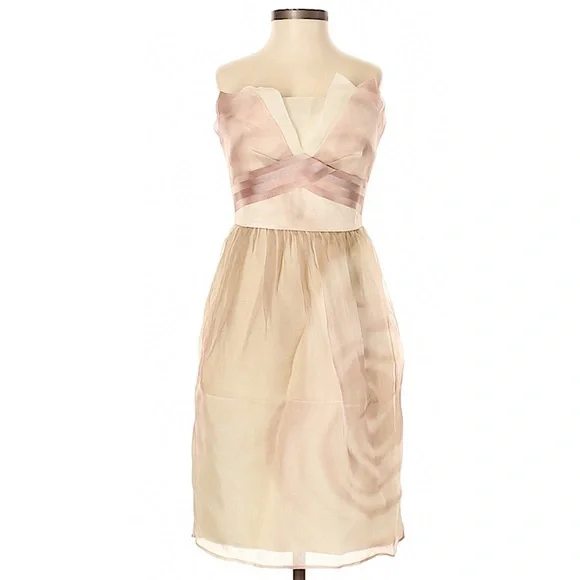 BCBGMAXAZRIA Strapless Silk Chiffon Cocktail Dress